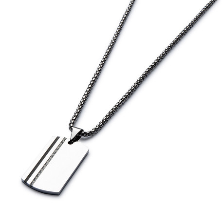 Two-Tone Carbon Fiber Necklace // Silver Cable Chain