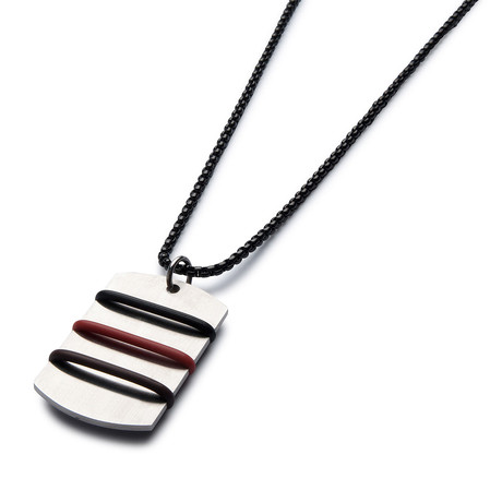 Ribbed Tag Necklace // Black Cable Chain