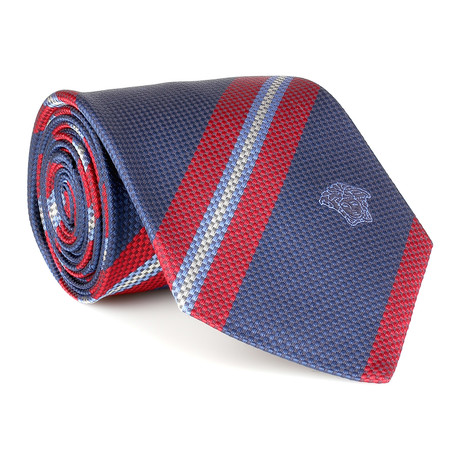 Thomas Stripe Silk Tie // Navy + Red
