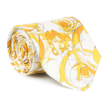 Maze Silk Tie // Yellow White