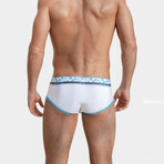 Barrumba Brief // White + Turquoise (M)