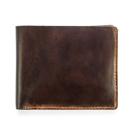 Hand Stained Leather Slimfold Wallet (Brown)