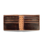 Hand Stained Leather Slimfold Wallet (Brown)