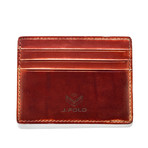 Hand Stained Leather Card Carrier (Brown)