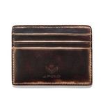Hand Stained Leather Card Carrier (Brown)
