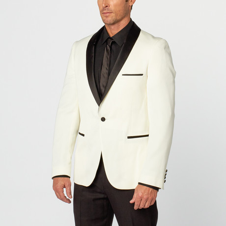 Slim Shawl Neck Tuxedo Jacket // White + Black (US: 36R)