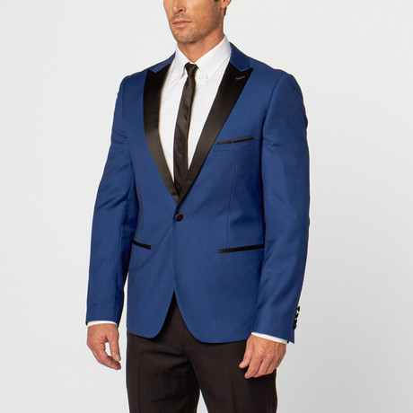 Slim Peak Lapel Tuxedo Jacket // Black + Blue (US: 36R)