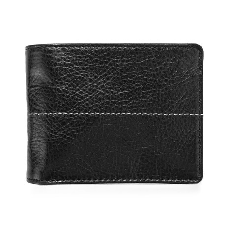 Stitched Panel Leather Slimfold Wallet (Red)
