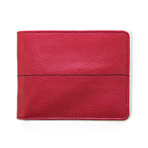 Stitched Panel Leather Slimfold Wallet (Red)