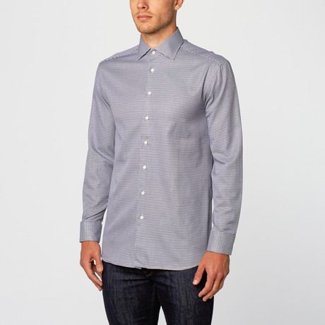 Gingham Dress Shirt // Navy (US: 14.75 x 33/34)