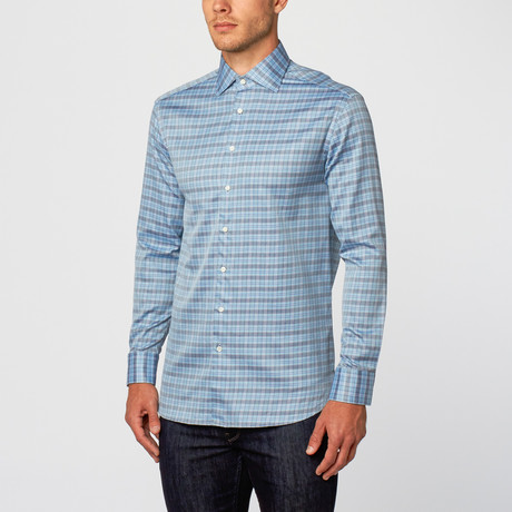 Plaid Dress Shirt // Navy + French Blue (US: 14.75 x 33/34)