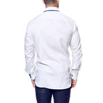 Maceoo // Pointsec Stripe Dress Shirt // White + Blue (XL)