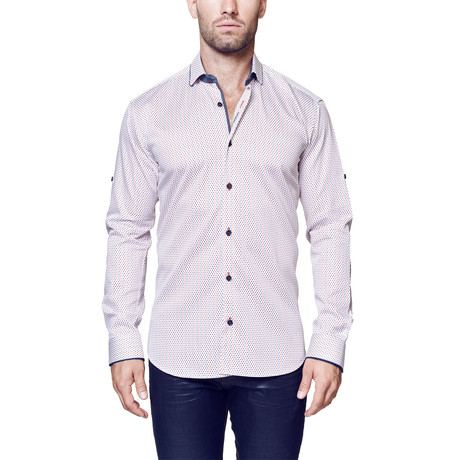 Classic Dot Dress Shirt // Red + Blue (S)