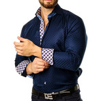 Maceoo // Wall Street Square Dress Shirt // Blue (XL)