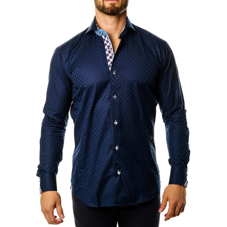 Maceoo // Wall Street Square Dress Shirt // Blue (XL)