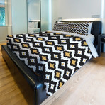 Seamless Ikat Duvet Cover // Black + Orange (Twin)