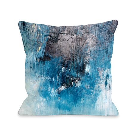 Ocean Oil Painting Pillow // Blue (14"L x 20"W x 3"H)