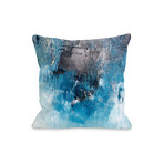 Ocean Oil Painting Pillow // Blue (16"L x 16"W x 3"H)