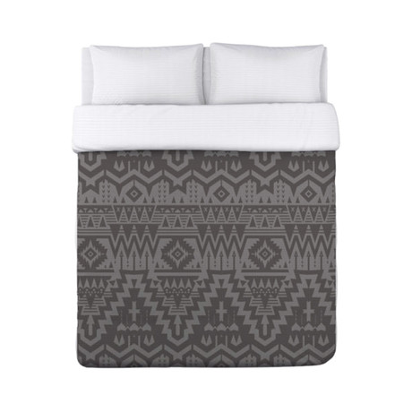 Tribal Zigzags Duvet Cover // Taupe (Twin)
