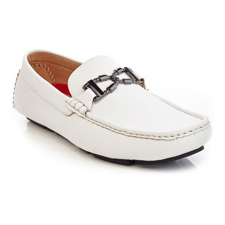MarcoBuckle Slip-On Driving Shoe // White (US: 7.5)