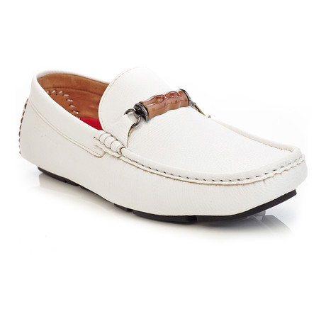 Corrie Buckle Driving Shoe // White (US: 7.5)