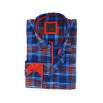 Plaid Button-Up // Red + Navy (S)