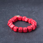 Square Bead Bracelet Set // Red