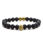 Gold Skull + Lava Stone (5.8"L)