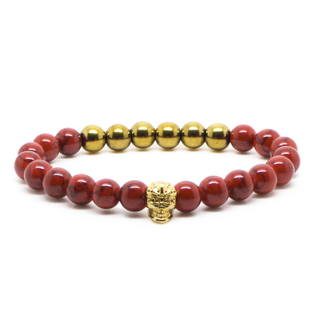 Gold Skull + Crimson Bead (5.8"L)