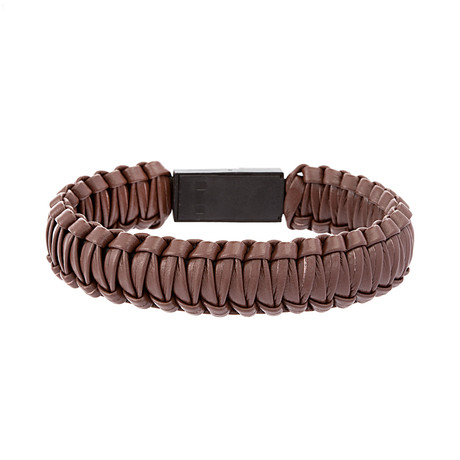 Leather USB Interlocked Bracelet // Brown
