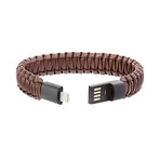 Leather USB Interlocked Bracelet // Brown