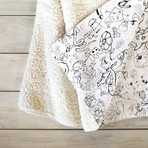 Doodle Skull BW Fleece Throw Blanket (Medium)