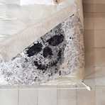 Doodle Skull BW Fleece Throw Blanket (Medium)