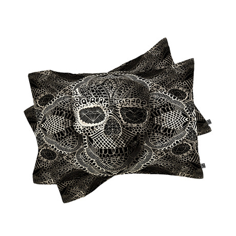 Lace Skull Pillow Case // Set of 2