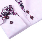 Coogi // Solid Button-Up + Paisley Trim // Pink (S)