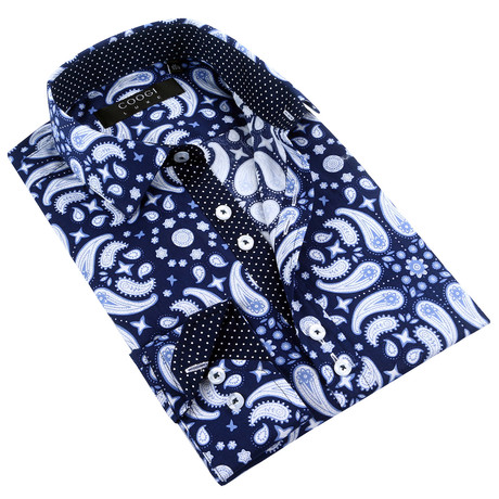 Paisley Button-Up // Navy (S)