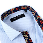 Solid Button-Up + Paisley Trim // Light Blue (M)