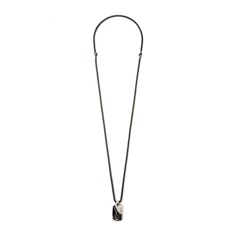 Sapphire Stone Dog Tag // Grey + Black