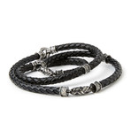 Ceramic Leather Bracelet // Grey + Black