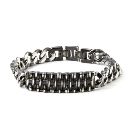 Text Woven Bracelet // Grey + Black