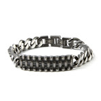Text Woven Bracelet // Grey + Black