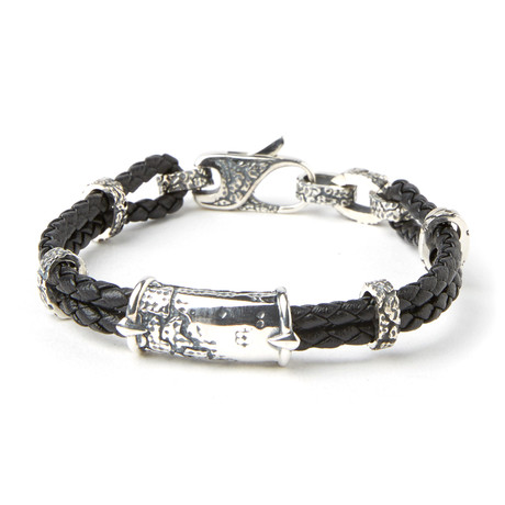 Leather Bracelet // Grey + Black