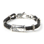 Leather Bracelet // Grey + Black