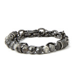 Double Wrap Bead Bracelet // Grey + Black