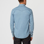 August Solid Long Sleeve Shirt // Indigo (S)