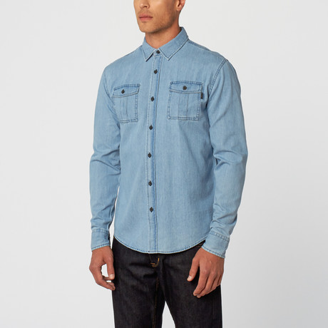 August Solid Long Sleeve Shirt // Indigo (S)