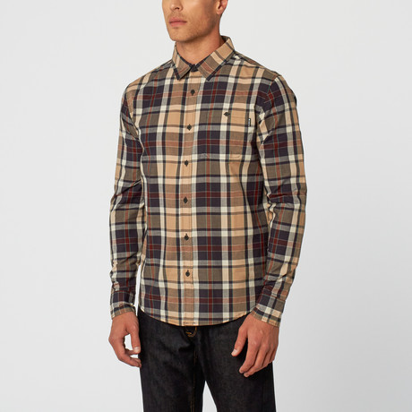 Burns Plaid Long-Sleeve Shirt // Navy (S)