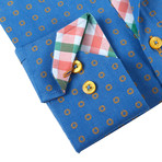 Coogi // Classic Button-Up + Plaid Trim // Blue + Yellow Dot (4XL)