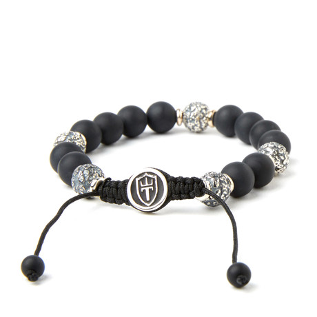 Matte Onyx Beaded Bracelet // Grey + Black