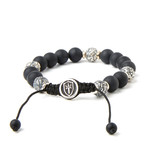 Matte Onyx Beaded Bracelet // Grey + Black